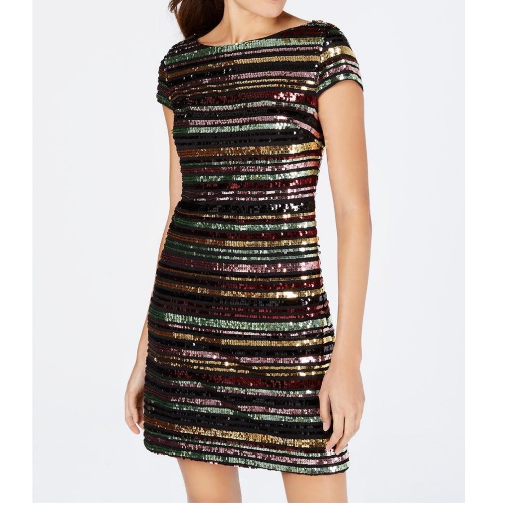 Vince Camuto Multicolor Sequin-striped  Dress🍿